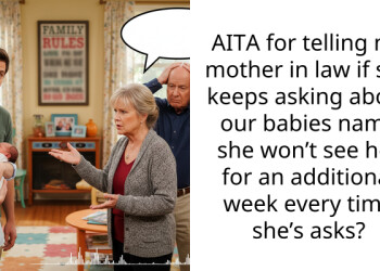 AITA for telling my mother in law if she keeps asking about our babies name she won’t see her for an additional week every time she’s asks?
