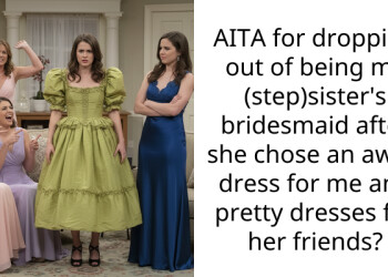 AITA for dropping out of being my (step)sister’s bridesmaid after she chose an awful dress for me and pretty dresses for her friends?