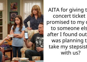 AITA for giving the concert ticket I promised to my dad to someone else after I found out he was planning to take my stepsister with us?