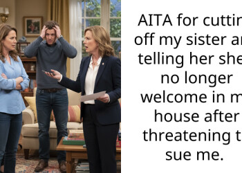 AITA for cutting off my sister and telling her she’s no longer welcome in my house after threatening to sue me.