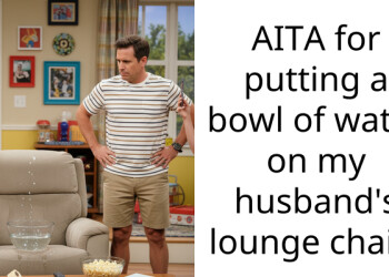 AITA for putting a bowl of water on my husband’s lounge chair?
