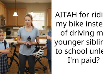 AITAH for riding my bike instead of driving my younger siblings to school unless I’m paid?