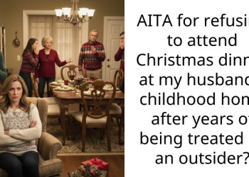 AITA for refusing to attend Christmas dinner at my husband’s childhood home after years of being treated as an outsider?