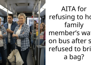 AITA for refusing to hold family member’s water on bus after she refused to bring a bag?