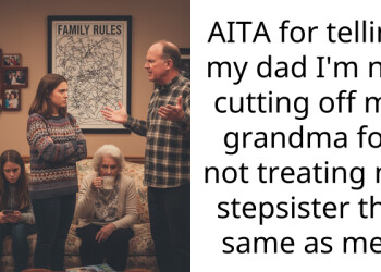 AITA for telling my dad I’m not cutting off my grandma for not treating my stepsister the same as me?