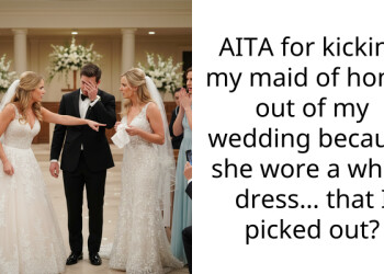 AITA for kicking my maid of honor out of my wedding because she wore a white dress… that I picked out?