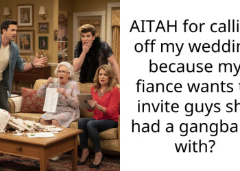 AITAH for calling off my wedding because my fiance wants to invite guys she had a ga****ng with?