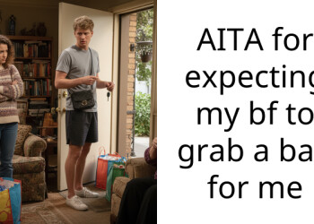 AITA for expecting my bf to grab a bag for me