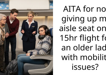AITA for not giving up my aisle seat on a 15hr flight for an older lady with mobility issues?