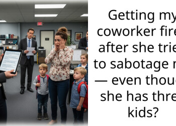 Getting my coworker fired after she tried to sabotage me — even though she has three kids?