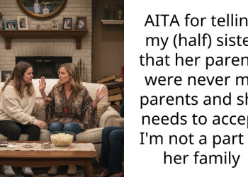 AITA for telling my (half) sister that her parents were never my parents and she needs to accept I’m not a part of her family