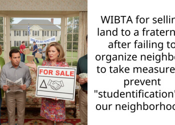 WIBTA for selling land to a fraternity after failing to organize neighbors to take measure to prevent “studentification” of our neighborhood?