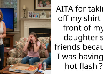 AITA for taking off my shirt in front of my daughter’s friends because I was having a hot flash ?