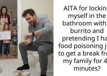 AITA for locking myself in the bathroom with a burrito and pretending I had food poisoning just to get a break from my family for 47 minutes?