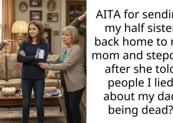 AITA for sending my half sister back home to my mom and stepdad after she told people I lied about my dad being dead?