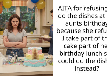 AITA for refusing to do the dishes at my aunts birthday because she refused I take part of the cake part of her birthday lunch so I could do the dishes instead?