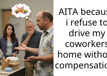 AITA because i refuse to drive my coworkers home without compensation?
