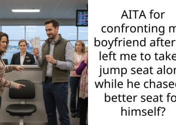 AITA for confronting my boyfriend after he left me to take a jump seat alone while he chased a better seat for himself?