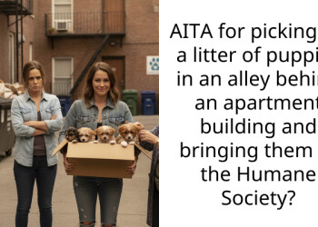 AITA for picking up a litter of puppies in an alley behind an apartment building and bringing them to the Humane Society?