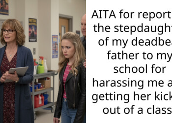 AITA for reporting the stepdaughter of my deadbeat father to my school for h***ssing me and getting her kicked out of a cla*s?