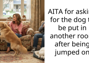 AITA for asking for the dog to be put in another room after being jumped on