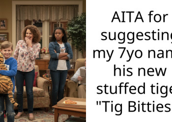 AITA for suggesting my 7yo name his new stuffed tiger “Tig Bitties”?