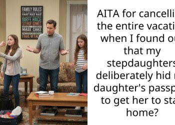 Father Cancels Vacation After His Stepdaughters Hide His Biological Daughter’s Pa*sport So She Stays Home Taking Care Of Their Kids