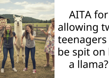 AITA for allowing two teenagers to be spit on by a llama?
