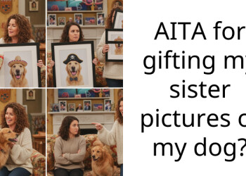 Child-Free Pet Owner Gifts Their Sister Framed Photo Of Their Dog After Receiving Wall-Sized Tapestry Of Their Nephews’ For Christmas