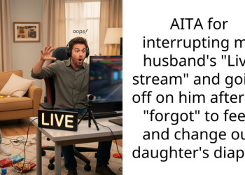 AITA for interrupting my husband’s “Live stream” and going off on him after he “forgot” to feed and change our daughter’s diaper?