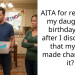 AITA for returning my daughter’s birthday cake after I discovered that my wife made changes to it?