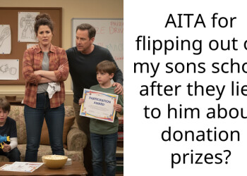 AITA for flipping out on my sons school after they lied to him about donation prizes?