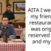Man Wants To Know If It Was A Bad Decision To Take a Friend Out for Dinner to a Restaurant Originally Reserved for Him and His Wife