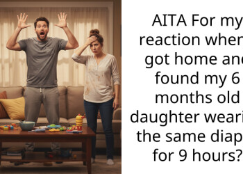 AITA For my reaction when I got home and found my 6 months old daughter wearing the same diaper for 9 hours?