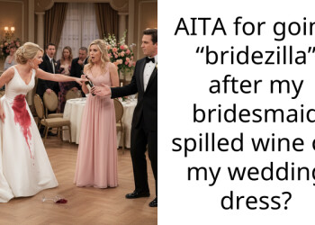 AITA for going “bridezilla” after my bridesmaid spilled wine on my wedding dress?