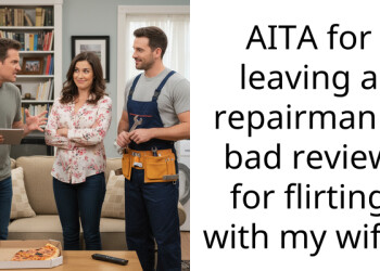 AITA for leaving a repairman a bad review for flirting with my wife?