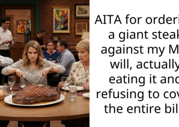 Hungry Woman Polishes Off Giant Steak And Dessert In Front Of Disapproving MIL Who Says No Woman Should Eat That Much