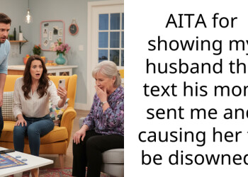 AITA for showing my husband the text his mom sent me and causing her to be disowned?