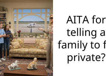 AITA for telling a family to fly private?