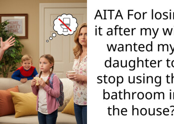 AITA For losing it after my wife wanted my daughter to stop using the bathroom in the house?