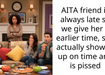 AITA friend is always late so we give her a earlier time, she actually showed up on time and is p**sed