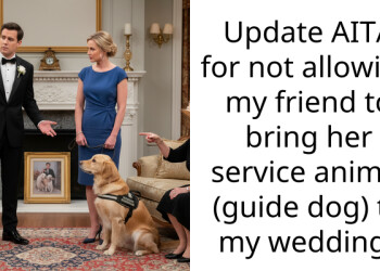 Update AITA for not allowing my friend to bring her service animal (guide dog) to my wedding?