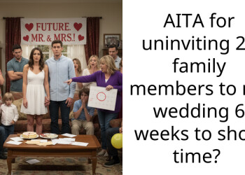 AITA for uninviting 25 family members to my wedding 6 weeks to show time?