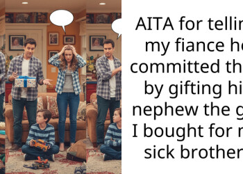 AITA for telling my fiance he committed theft by gifting his nephew the gift I bought for my sick brother?