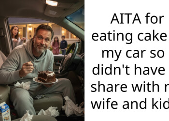 AITA for eating cake in my car so I didn’t have to share with my wife and kids?