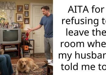 AITA for refusing to leave the room when my husband told me to?