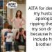 AITA for demanding my husband to apologize for ripping the picture my son drew just becausw he didn’t include his step brother in it?