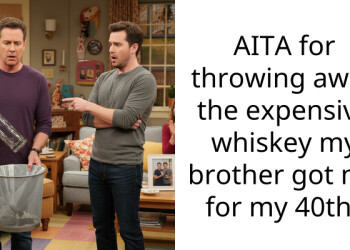 Party Comes To An End As Man Throws Away The Expensive Whiskey His Brother Bought Him For His Birthday