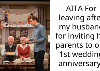 AITA For leaving after my husband for inviting his parents to our 1st wedding anniversary?