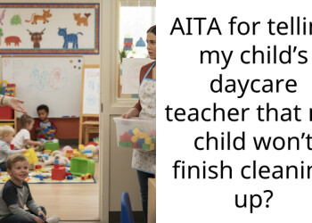 AITA for telling my child’s daycare teacher that my child won’t finish cleaning up?